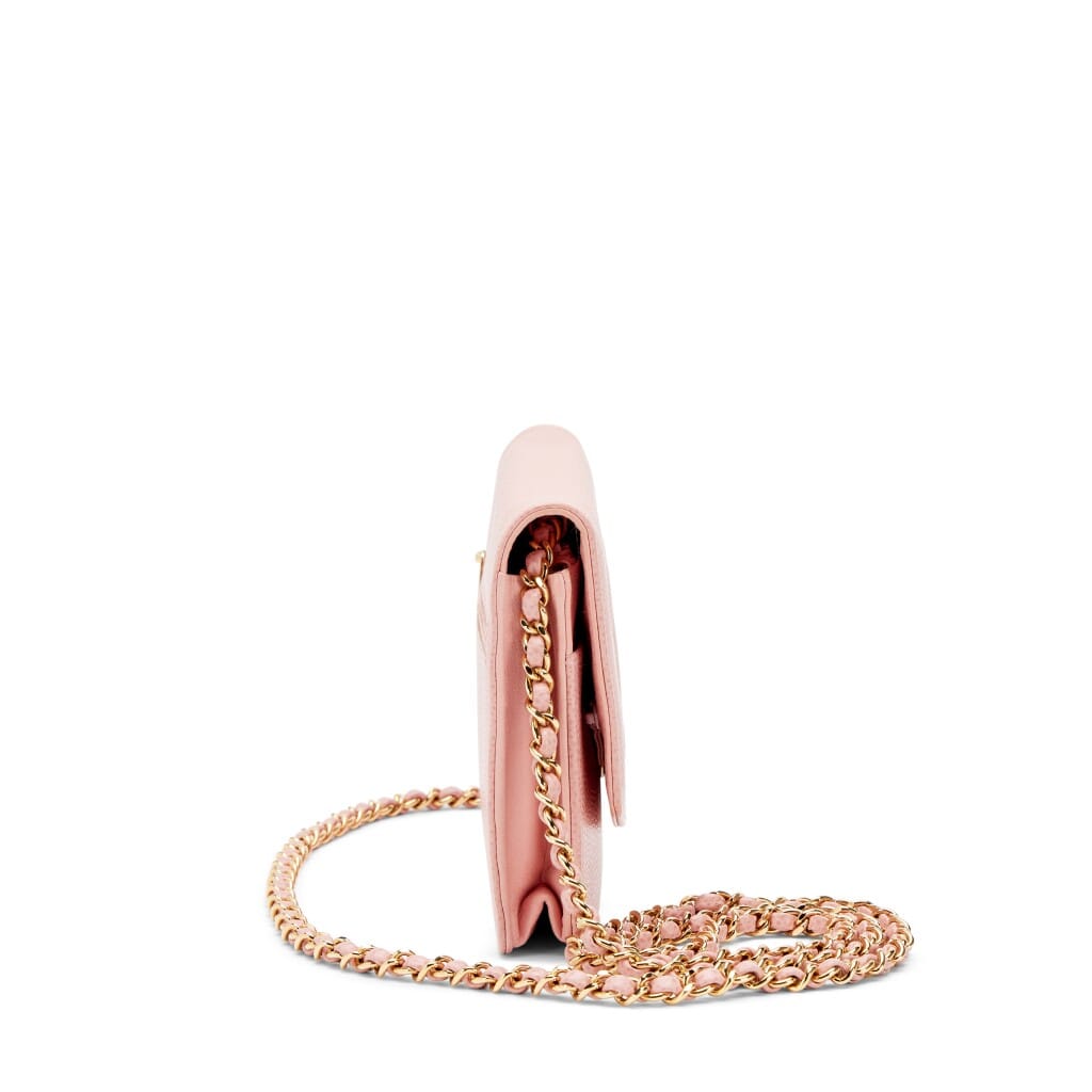 Vintage Pink Caviar Timeless CC Wallet On Chain WOC Gold Hardware, 2003-2004