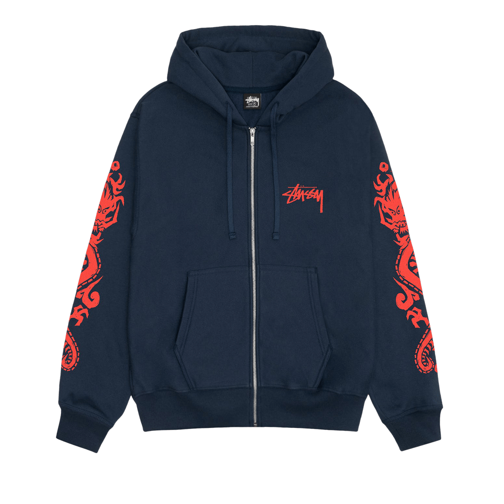 Stussy Dragons Zip Hoodie Navy