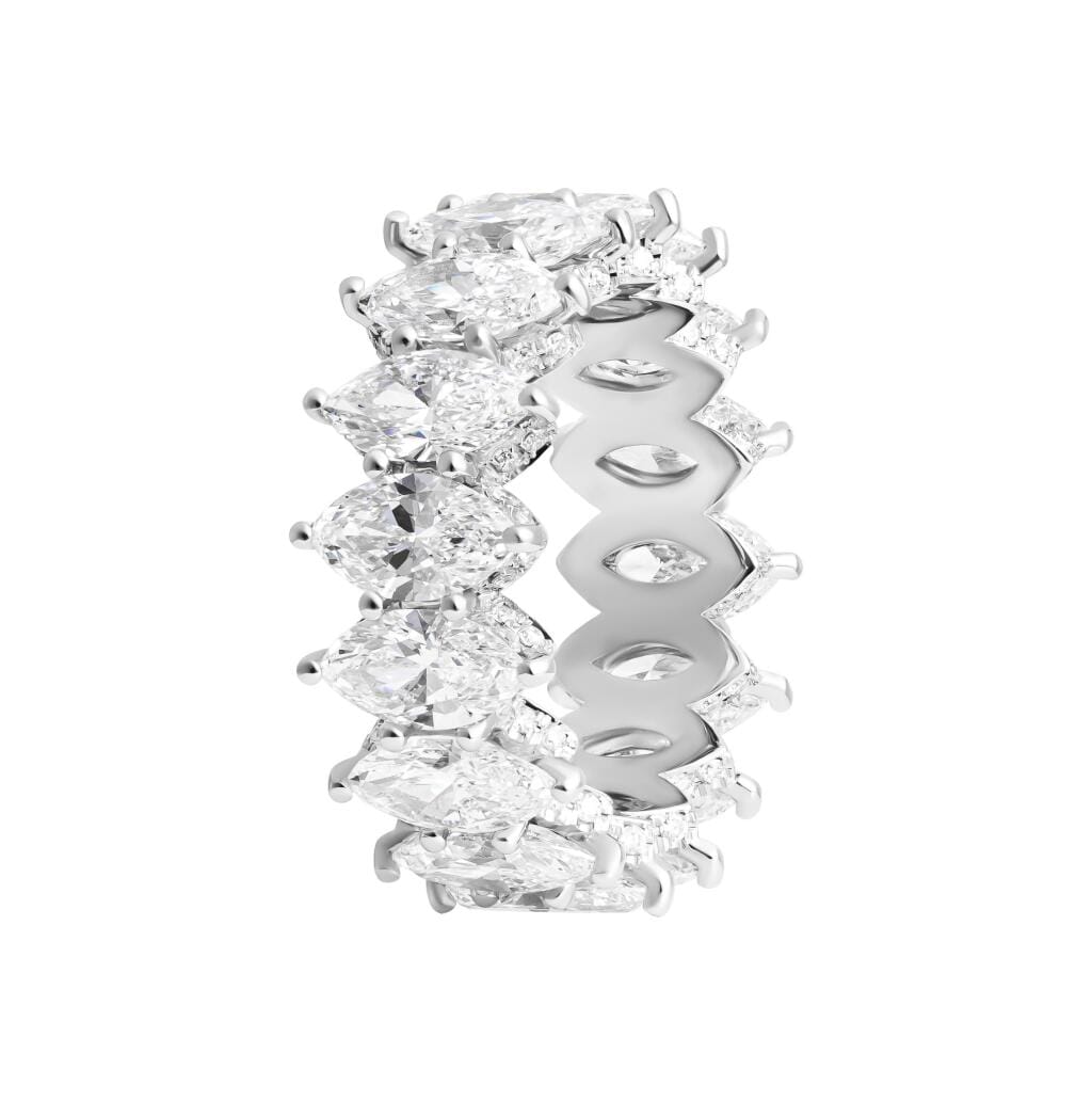 Platinum, 6.42ctw Marquise Cut Diamond and Diamond Eternity Band Ring