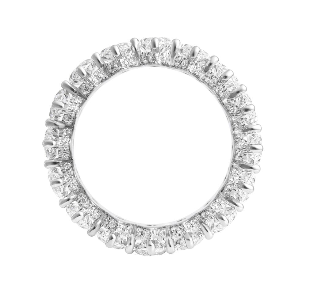 Platinum, 6.42ctw Marquise Cut Diamond and Diamond Eternity Band Ring