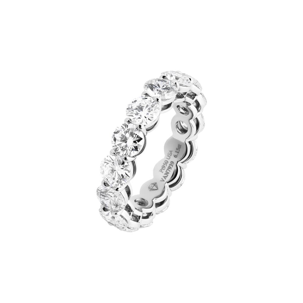 Platinum and 6.15ctw Round Brilliant Cut Diamond Eternity Band Ring