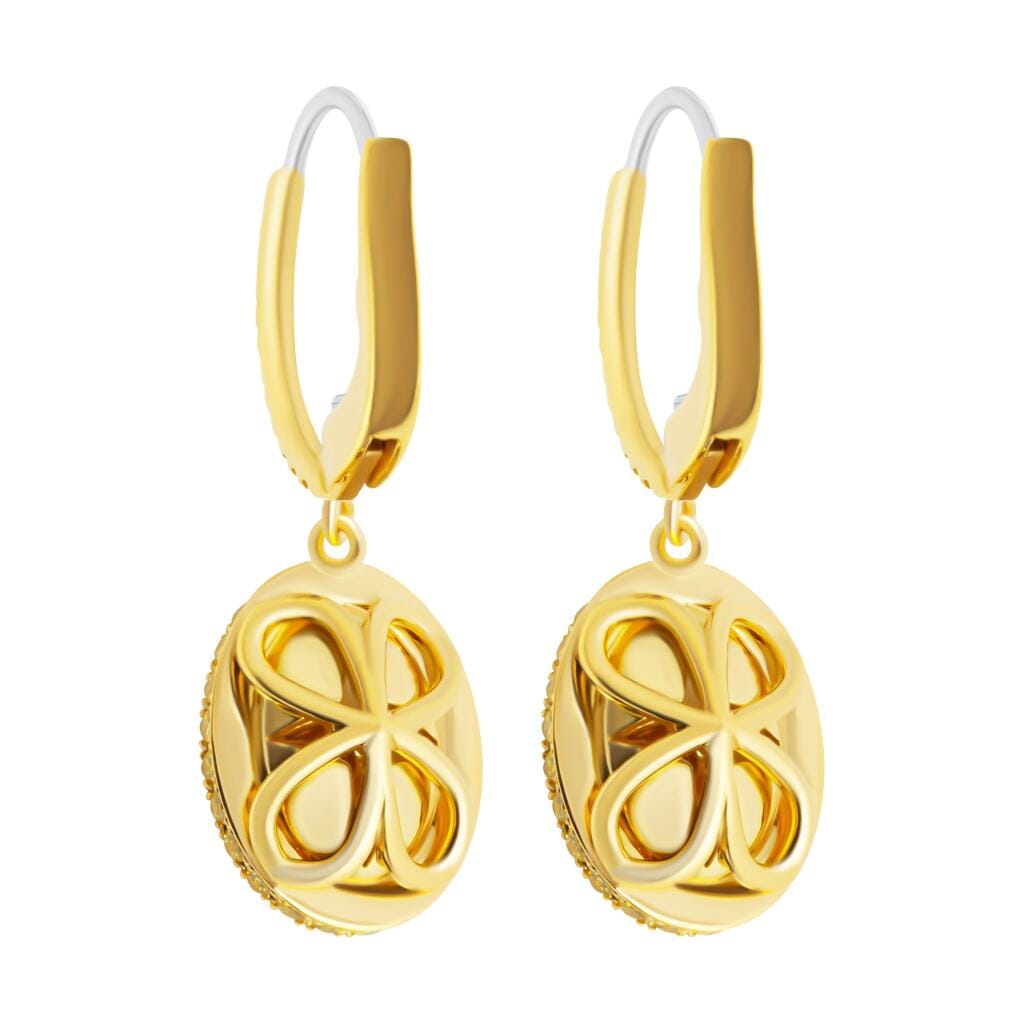 Gold, White Gold, 6.03ctw Fancy Light Yellow Diamond and Diamond Earrings