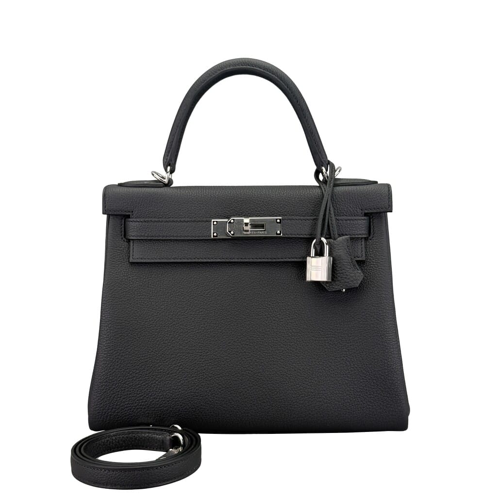 Black Togo Retourne Kelly 28 Palladium Hardware, 2026