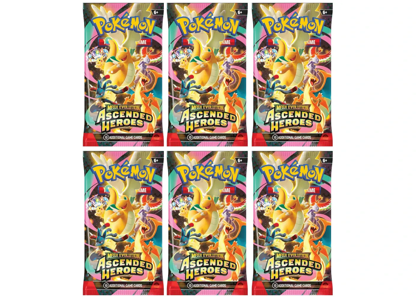 2026 Pokémon Mega Evolution Ascended Heroes Booster Pack 6x Lot