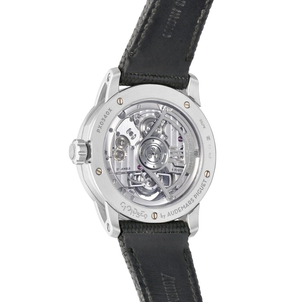 Code 11.59 (Reference 26396BC.OO.D321CR.01). A white gold tourbillon automatic wristwatch with enamel dial. Circa 2019