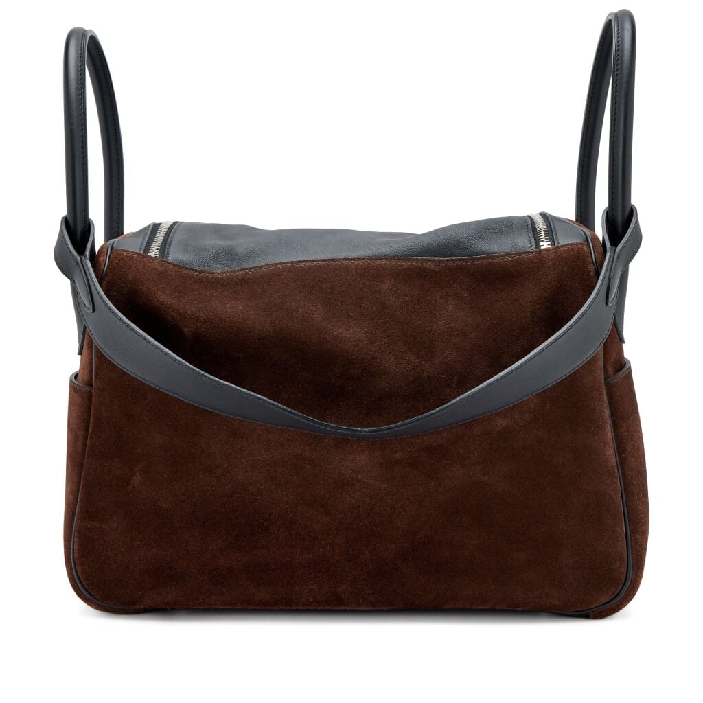 Black Swift and Marron Fonce Doblis Suede Grizzly Lindy 34 Palladium Hardware, 2015