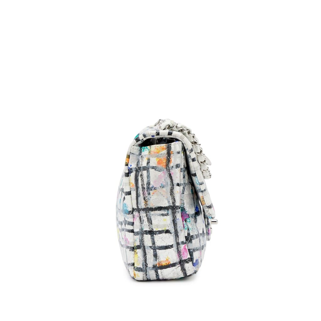 Chanel Rainbow Hand Painted Quilted Calfskin Graffiti Medium Single Flap Bag Silver Hardware, 2014