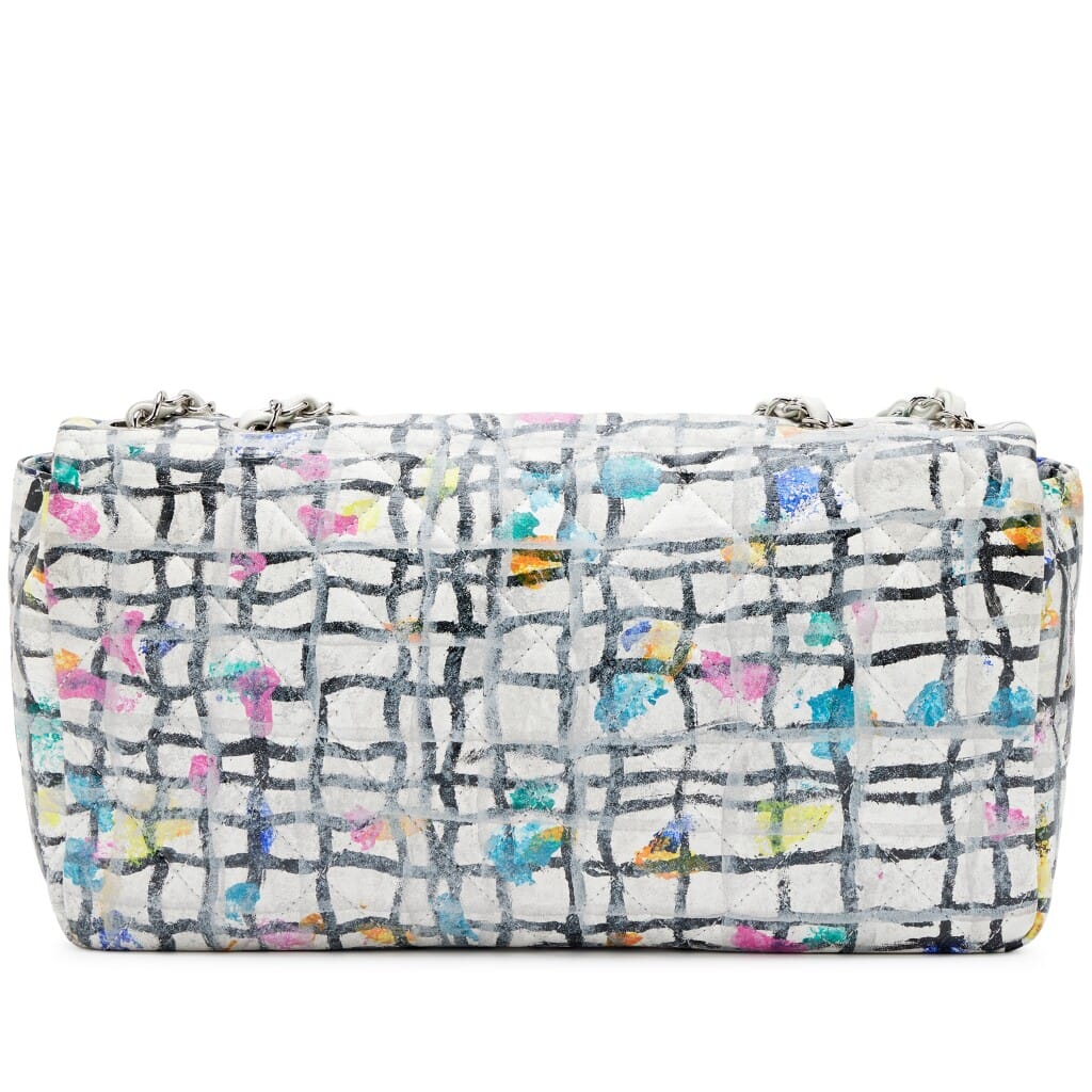 Chanel Rainbow Hand Painted Quilted Calfskin Graffiti Medium Single Flap Bag Silver Hardware, 2014