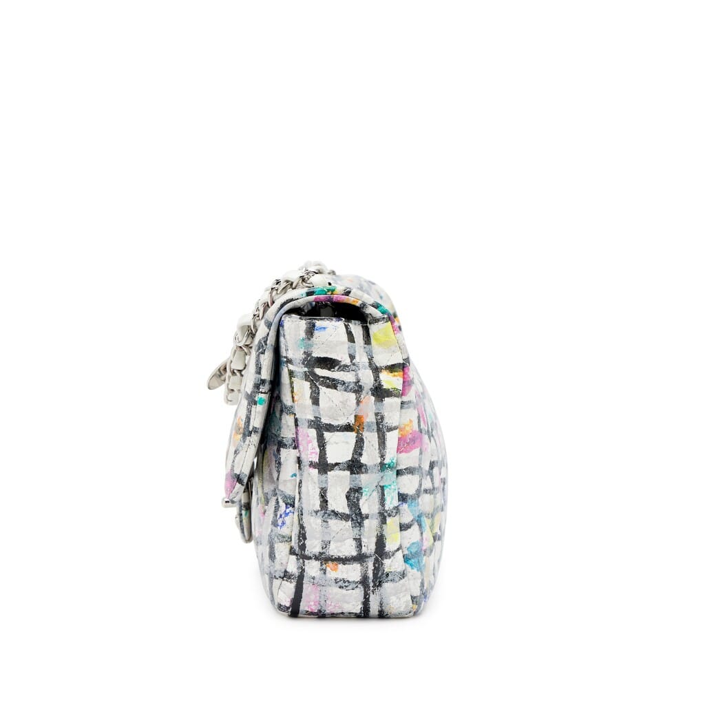 Chanel Rainbow Hand Painted Quilted Calfskin Graffiti Medium Single Flap Bag Silver Hardware, 2014