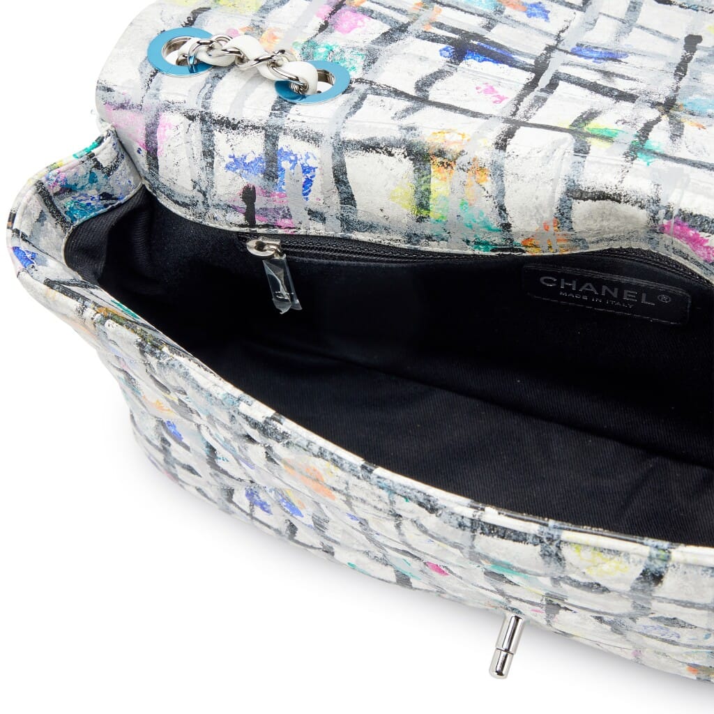 Chanel Rainbow Hand Painted Quilted Calfskin Graffiti Medium Single Flap Bag Silver Hardware, 2014