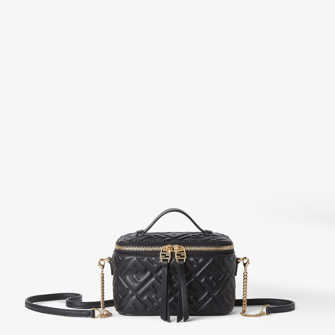 Black nappa leather mini-bag with FF motif