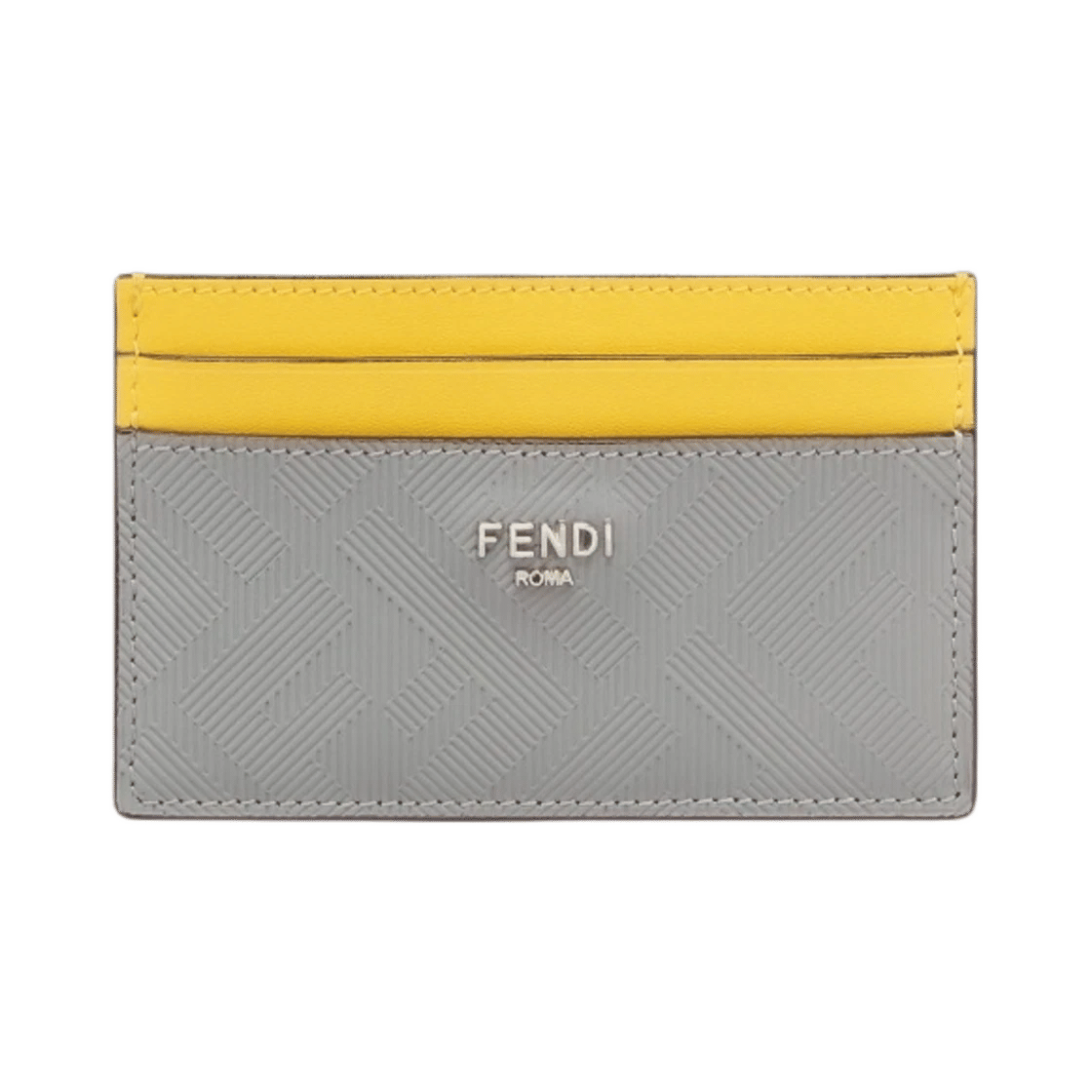 Fendi FF Roma Leather Card Holder Gray