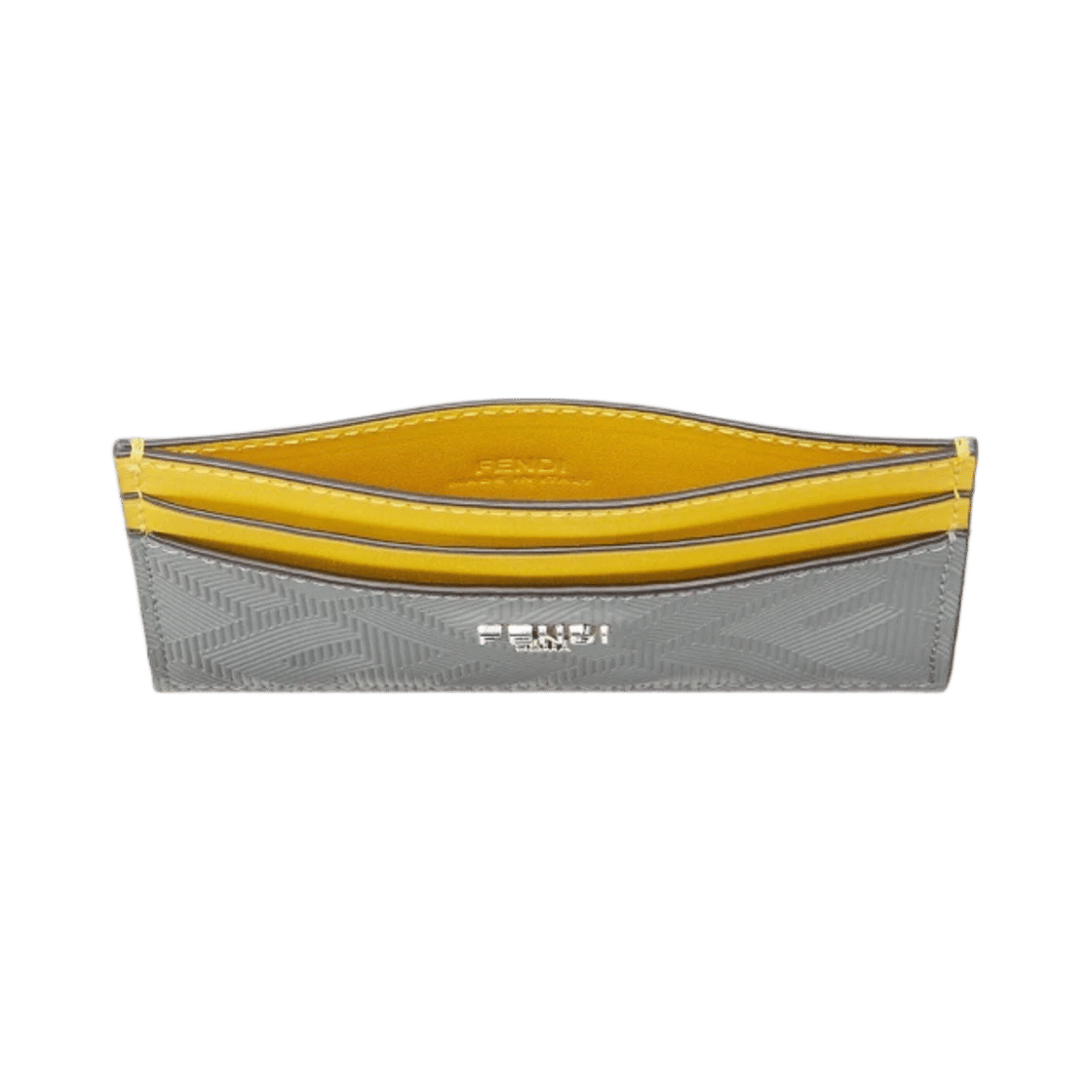 Fendi FF Roma Leather Card Holder Gray