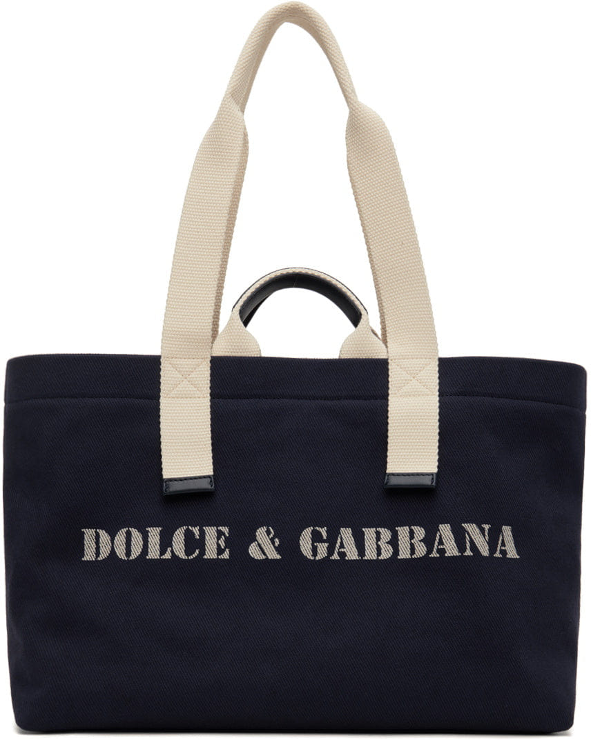 Dolce&Gabbana Navy Printed Drill Holdall Tote