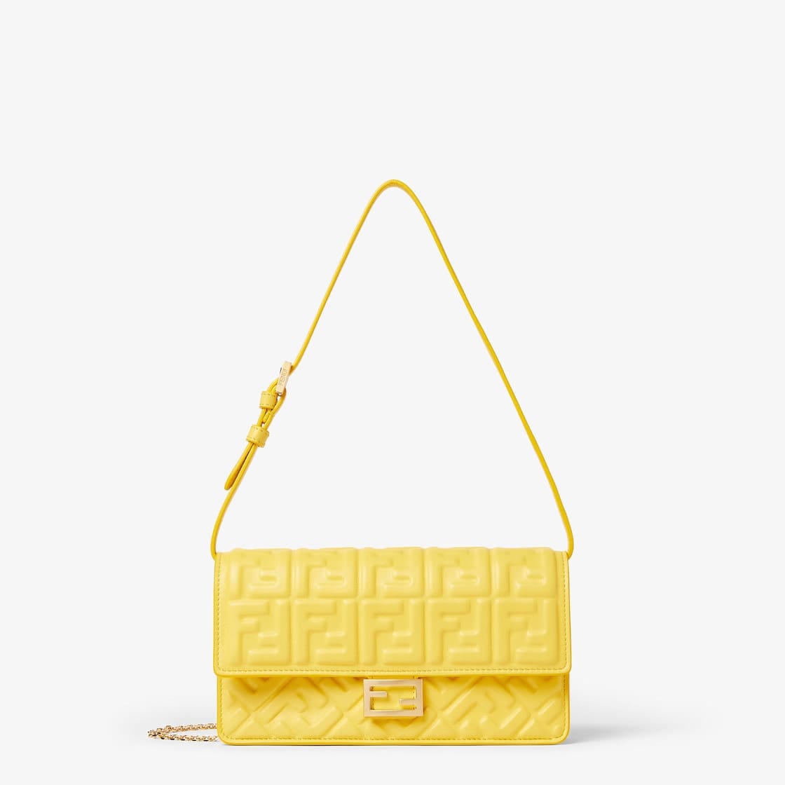 Broom yellow nappa leather wallet with FF motif