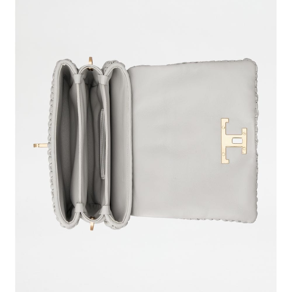 Tods T Timeless Flap Bag In Leather Mini Grey
