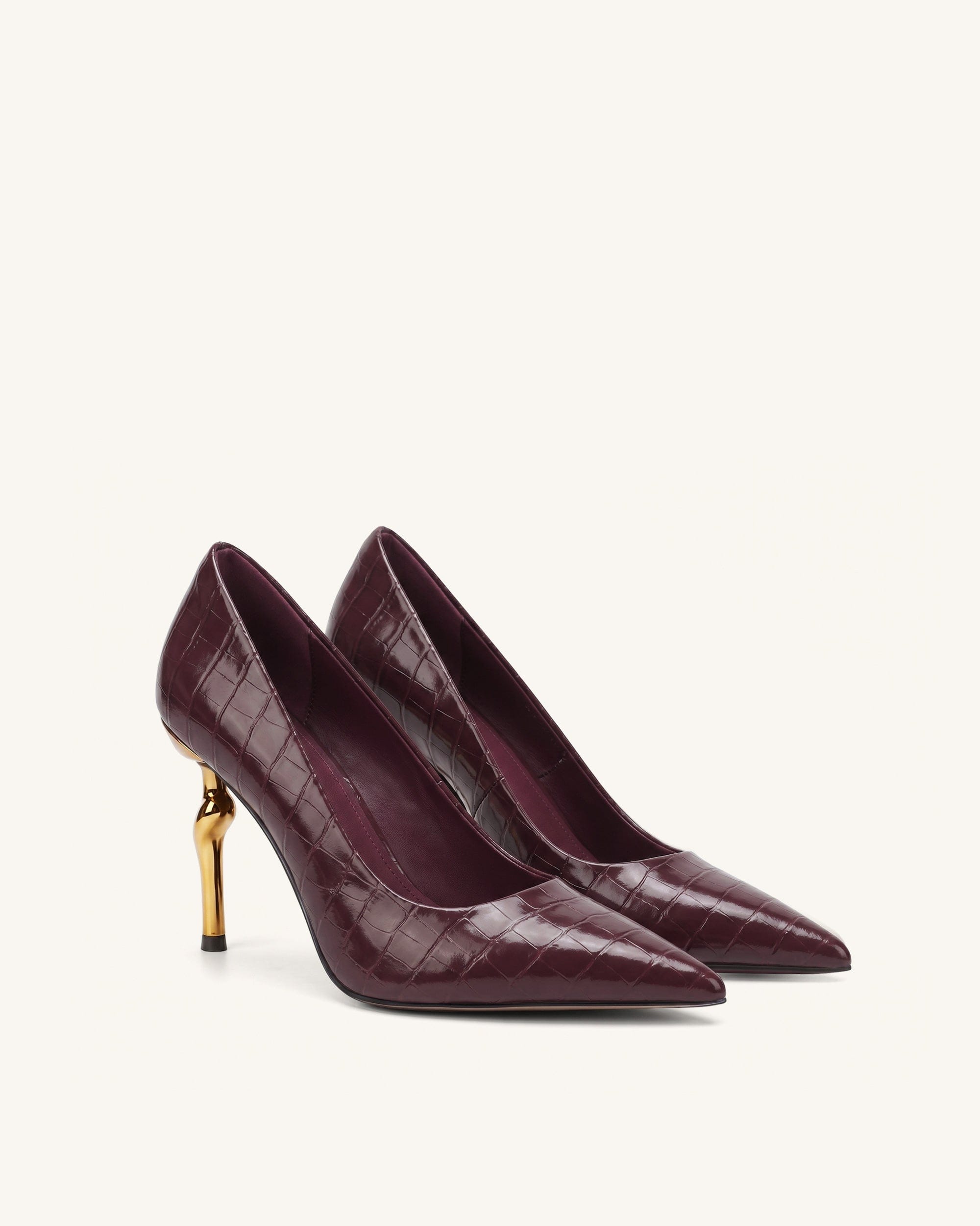 Jw Pei Hazel Croc Embossed Heels Burgundy