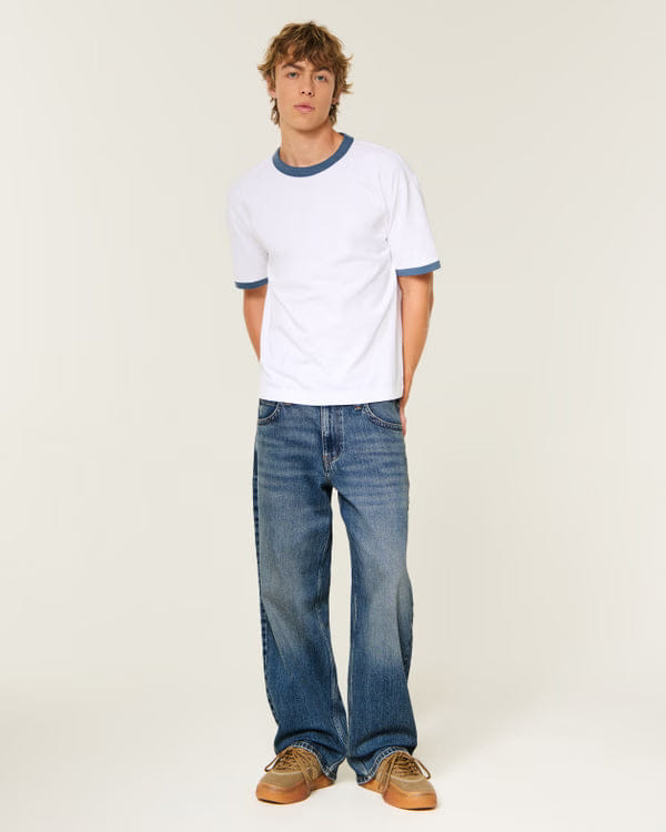 Hollister Low-Rise Logo Embroidery Baggy Jeans (Length 30)
