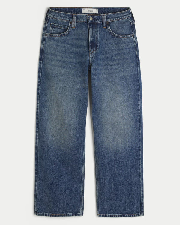 Hollister Low-Rise Logo Embroidery Baggy Jeans (Length 30)
