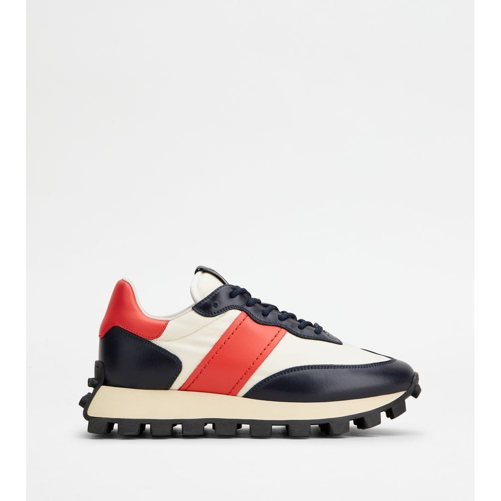 Sneakers Tods 1T In Leather And Fabric Blue Red White Womens