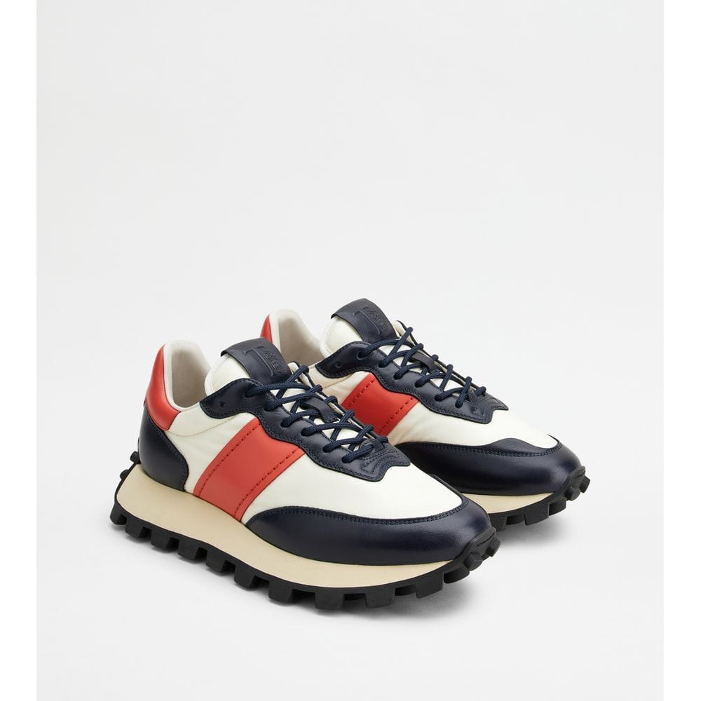Sneakers Tods 1T In Leather And Fabric Blue Red White Womens