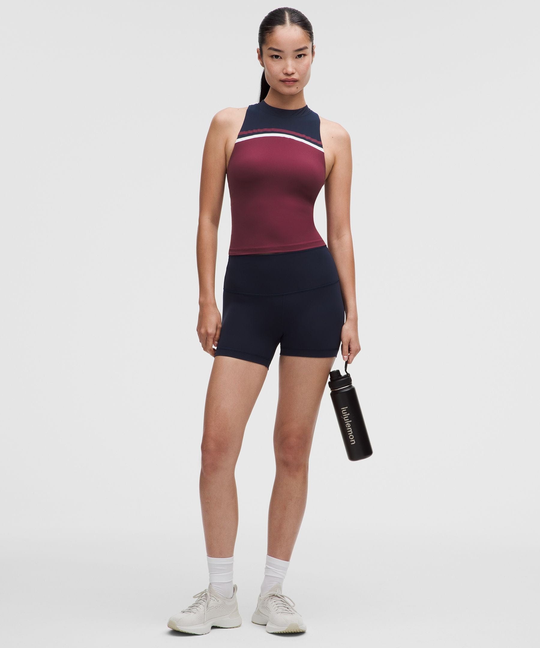 Lululemon Women's Mockneck Shelf Tank Top Light Support, B/C Cup *Stripe