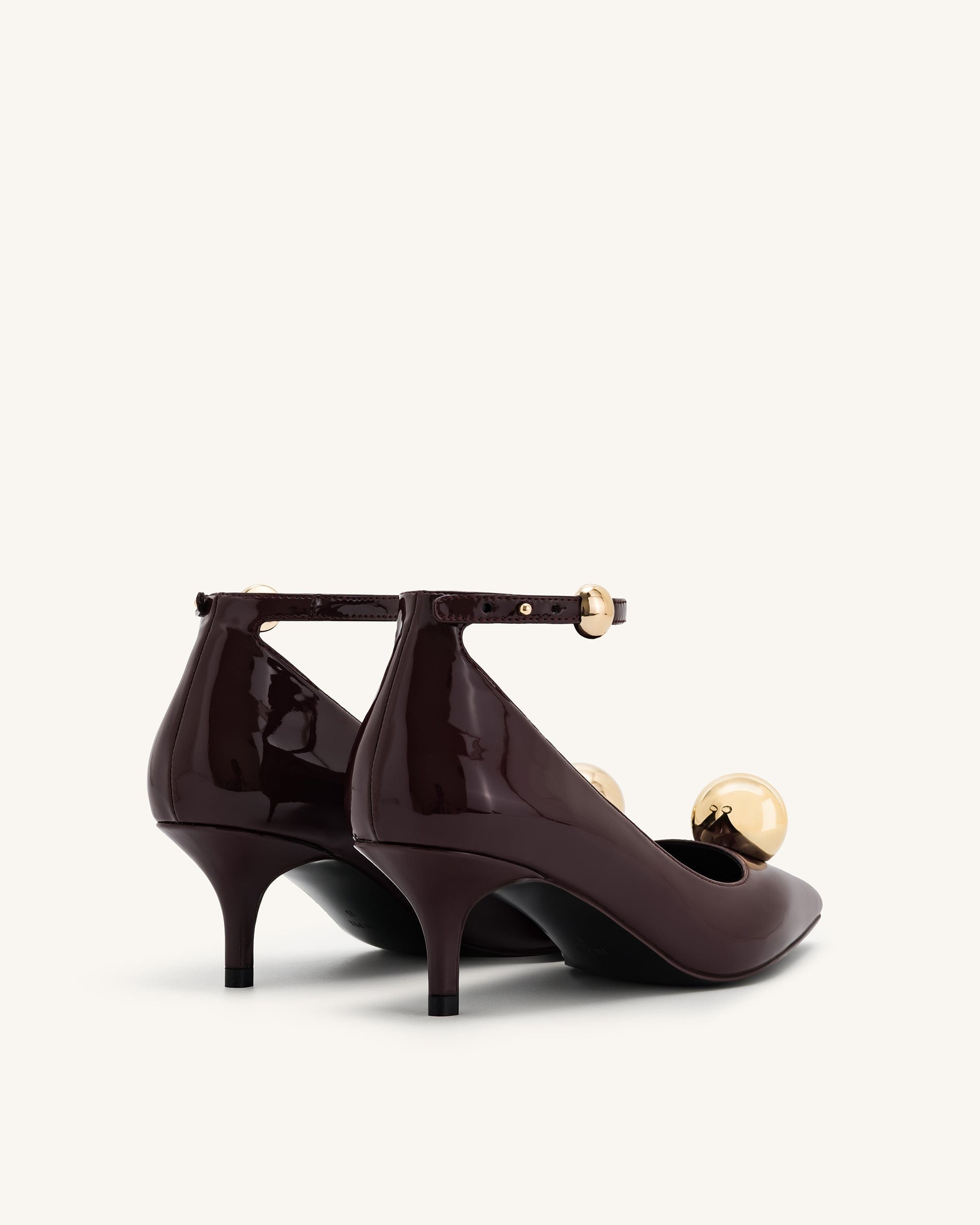 Jw Pei Jewel Buckle Kitten Heels Pumps Claret Red