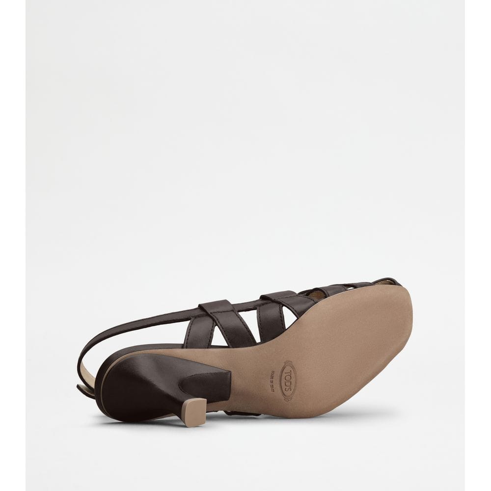 Tods Slingback Pumps In Leather Brown Womens