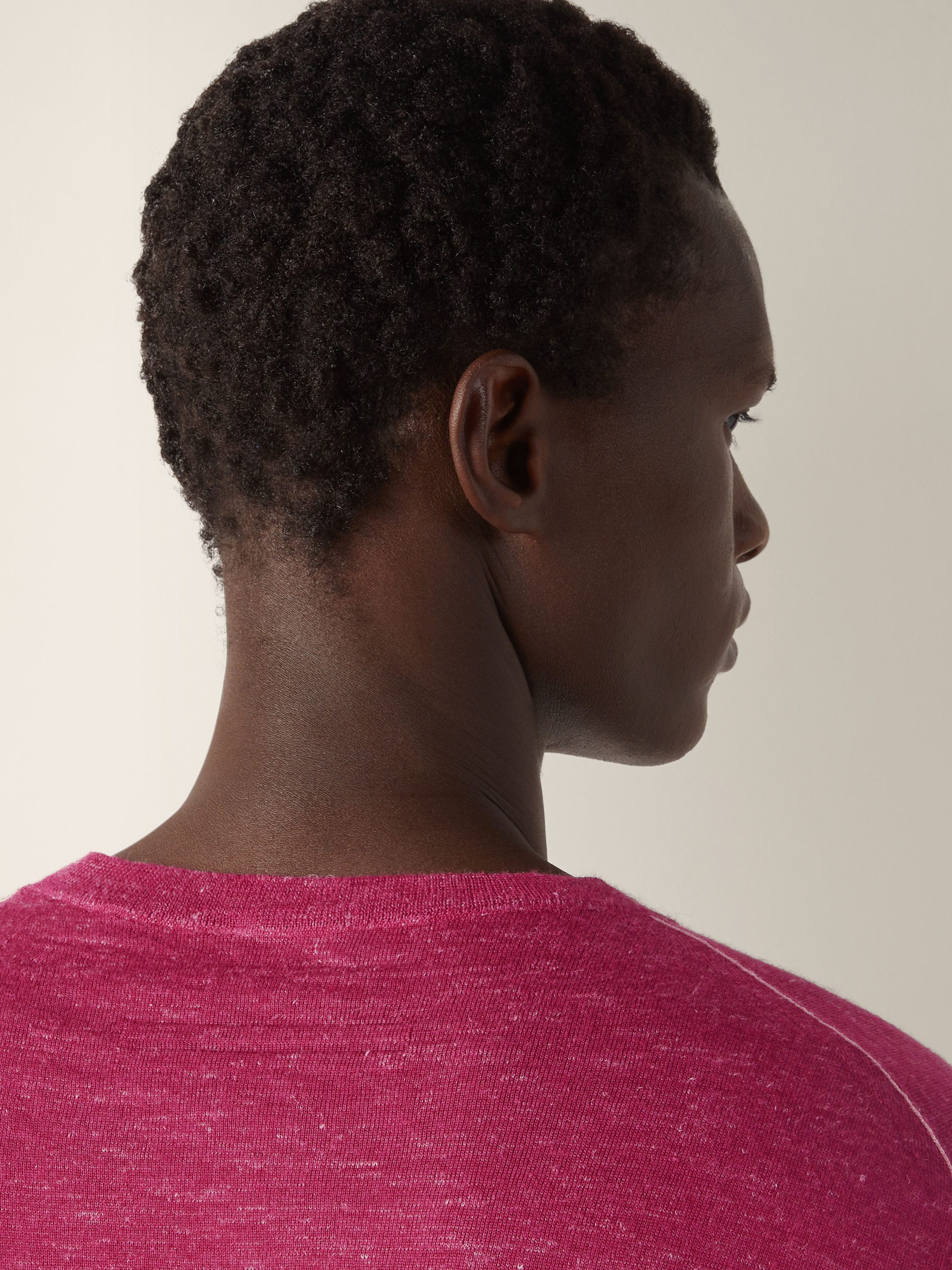 Zegna Dark Pink Mlange Silk Cashmere And Linen Crewneck
