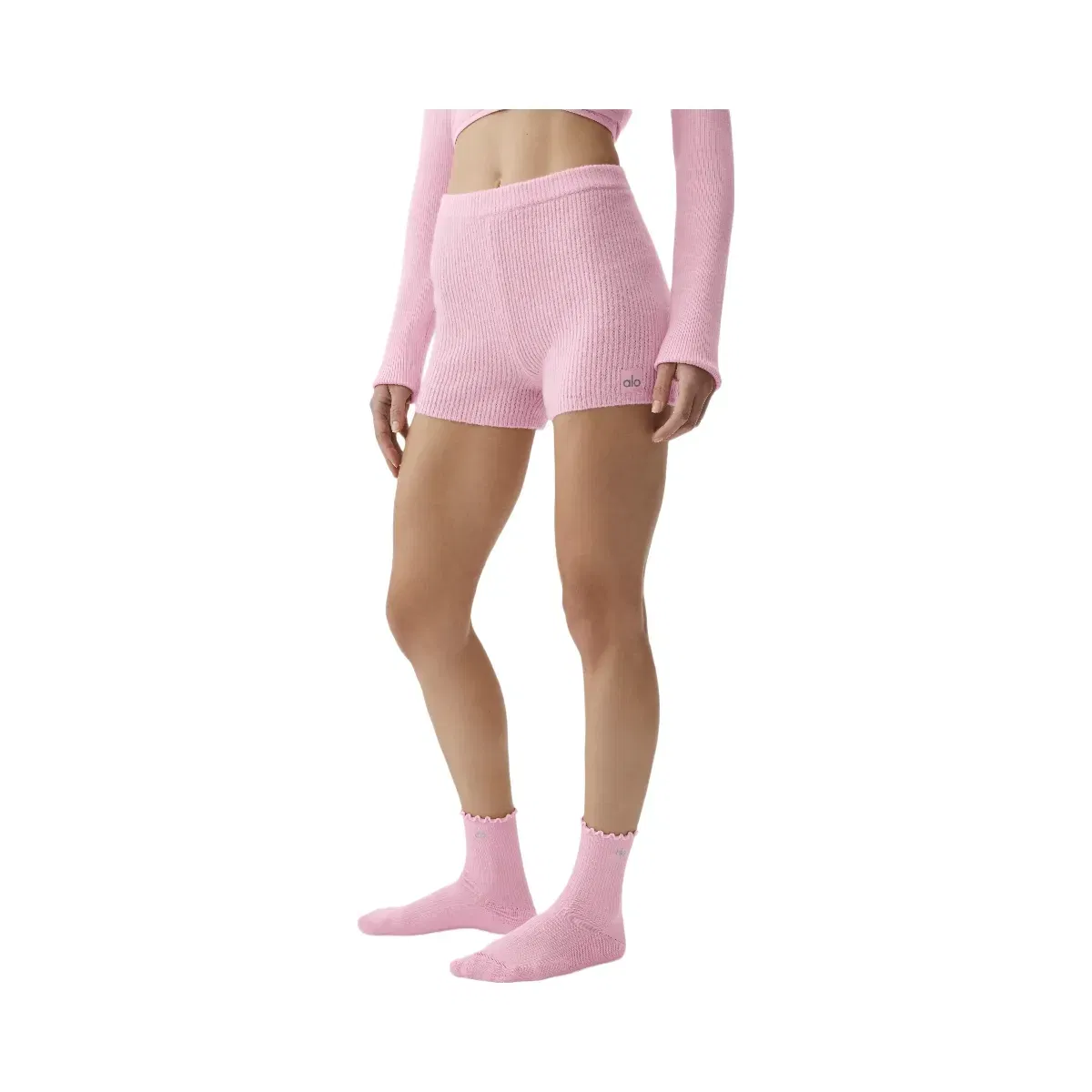 Alo Wool Cashmere Ribbed Noble Short 'Pink Marshmallow'
