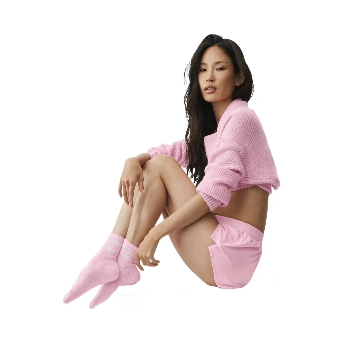 Alo Unisex Half Crew Throwback Sock 'Pink Marshmallow/White'