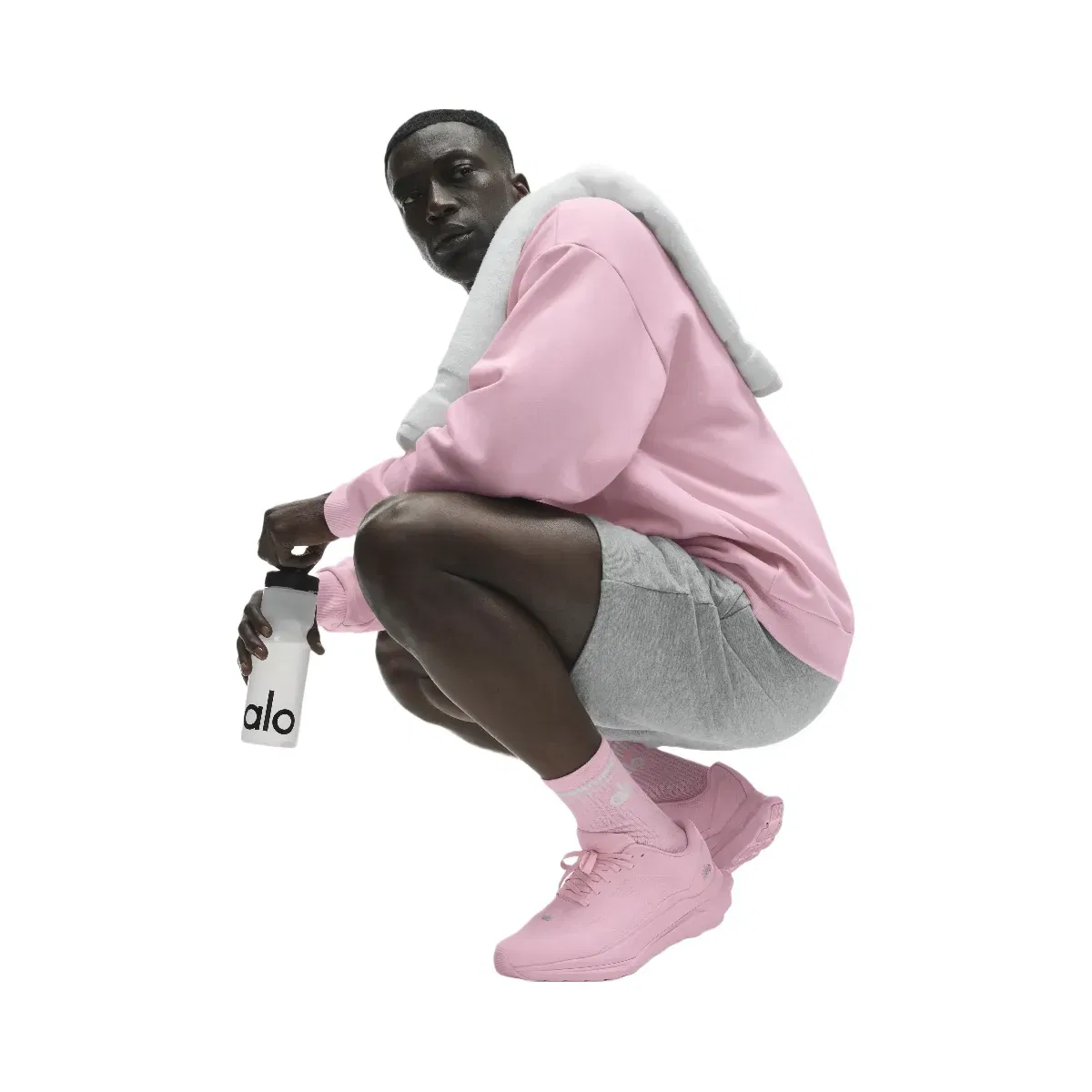 Alo Unisex Half Crew Throwback Sock 'Pink Marshmallow/White'