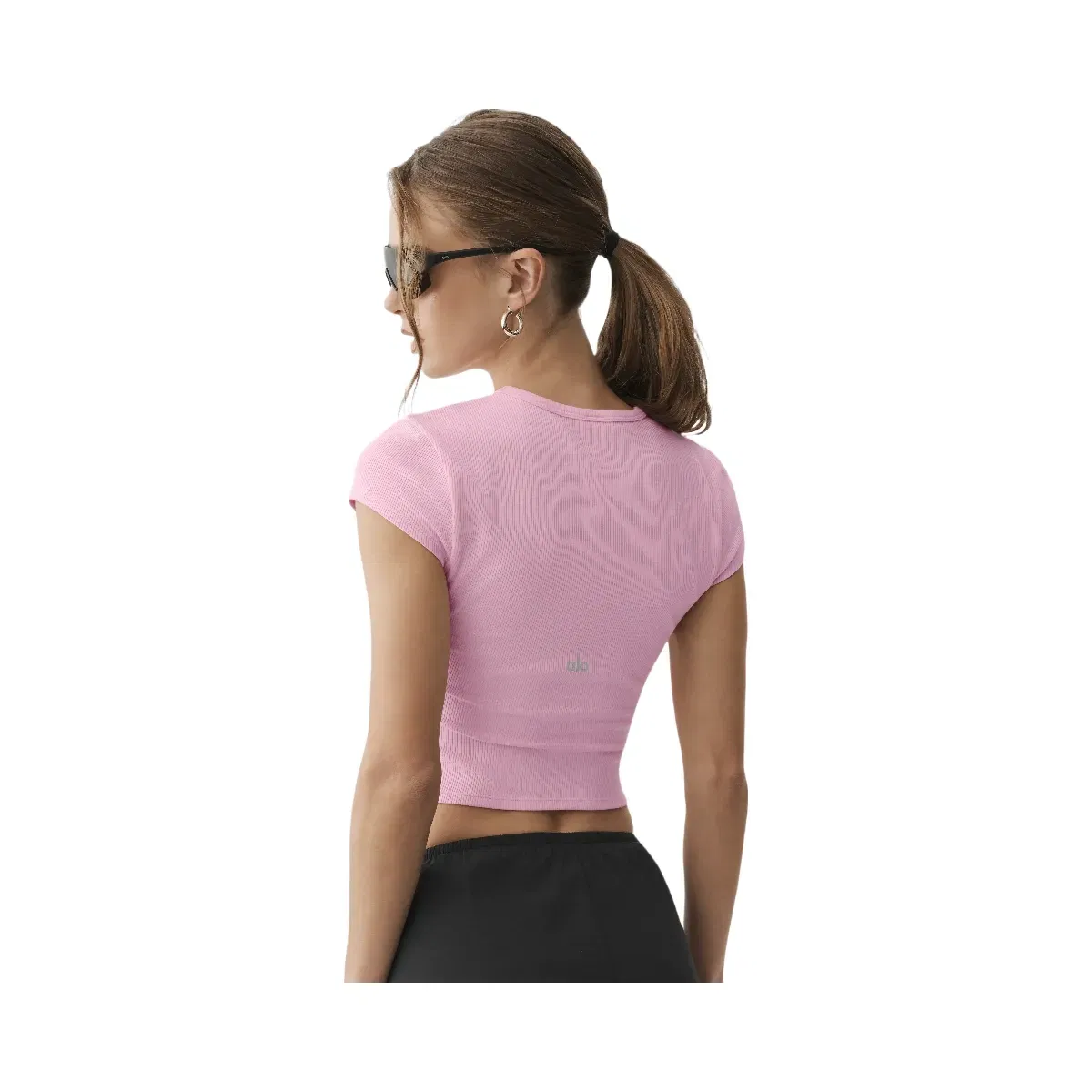Alo Ribbed Modal Cap Sleeve Top 'Pink Marshmallow'