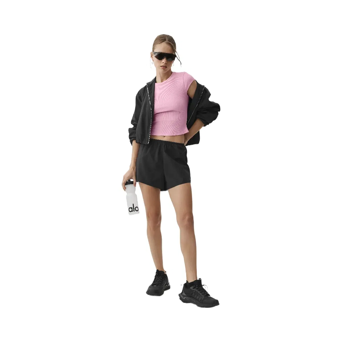 Alo Ribbed Modal Cap Sleeve Top 'Pink Marshmallow'