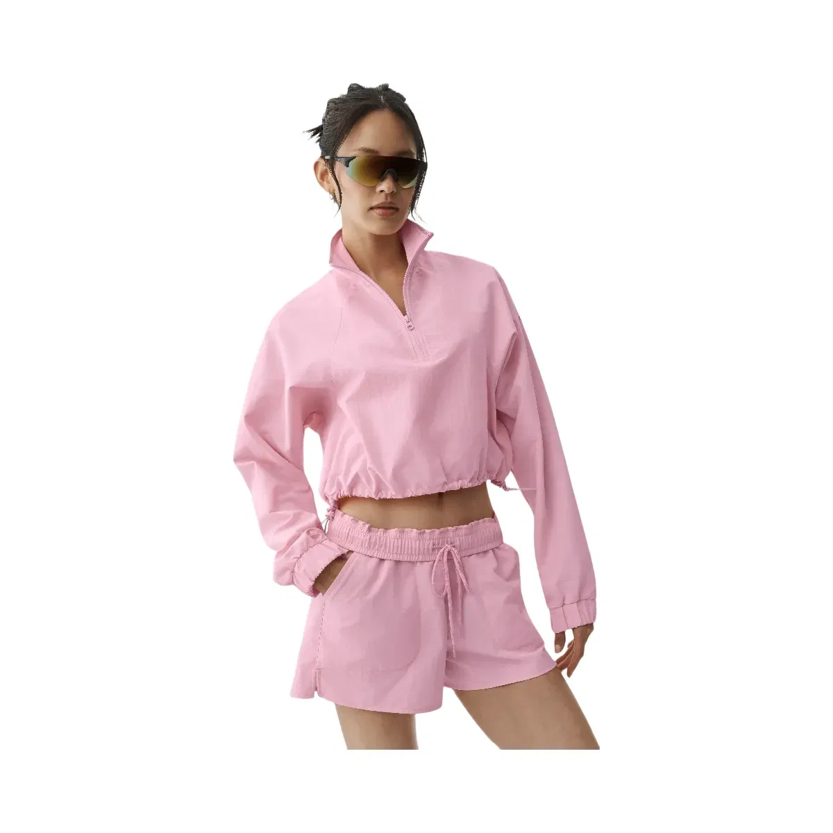 Alo Cropped 1/4 Zip Alumni Pullover 'Pink Marshmallow'