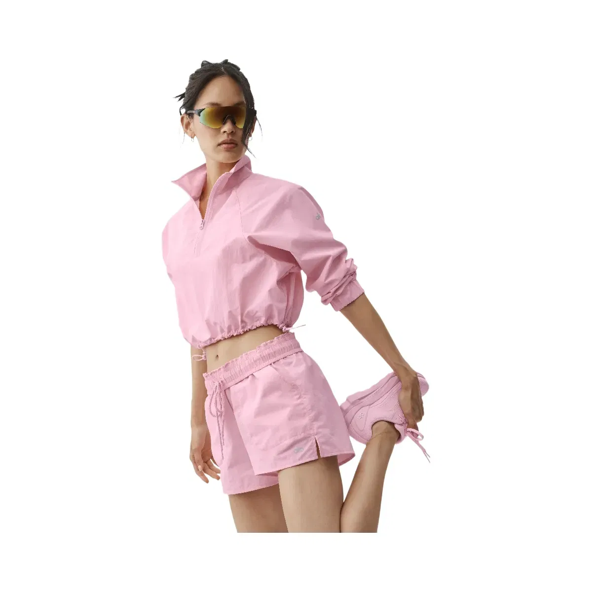 Alo Cropped 1/4 Zip Alumni Pullover 'Pink Marshmallow'