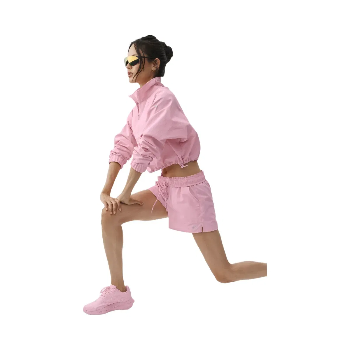Alo Cropped 1/4 Zip Alumni Pullover 'Pink Marshmallow'