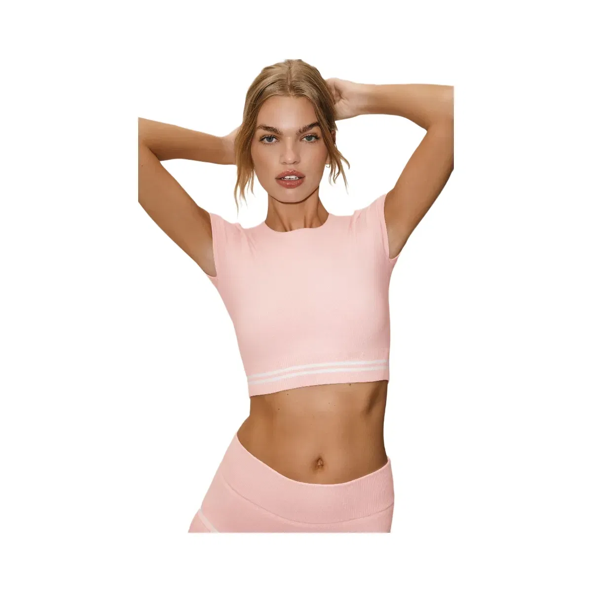 Alo Cotton Cashmere My Serve Short Sleeve 'Sundrenched Pink/White'