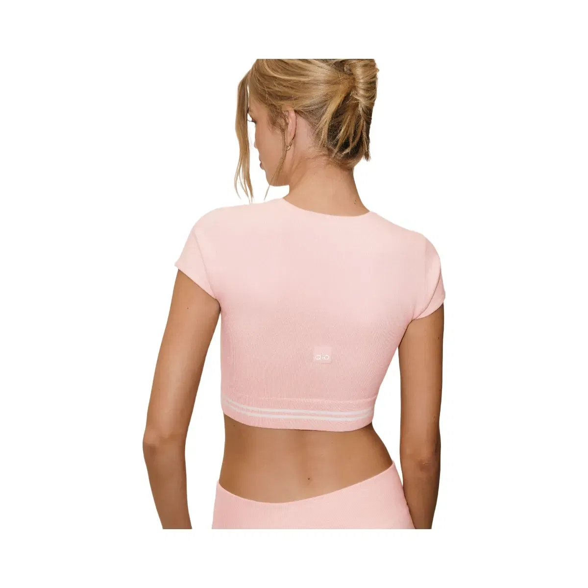 Alo Cotton Cashmere My Serve Short Sleeve 'Sundrenched Pink/White'