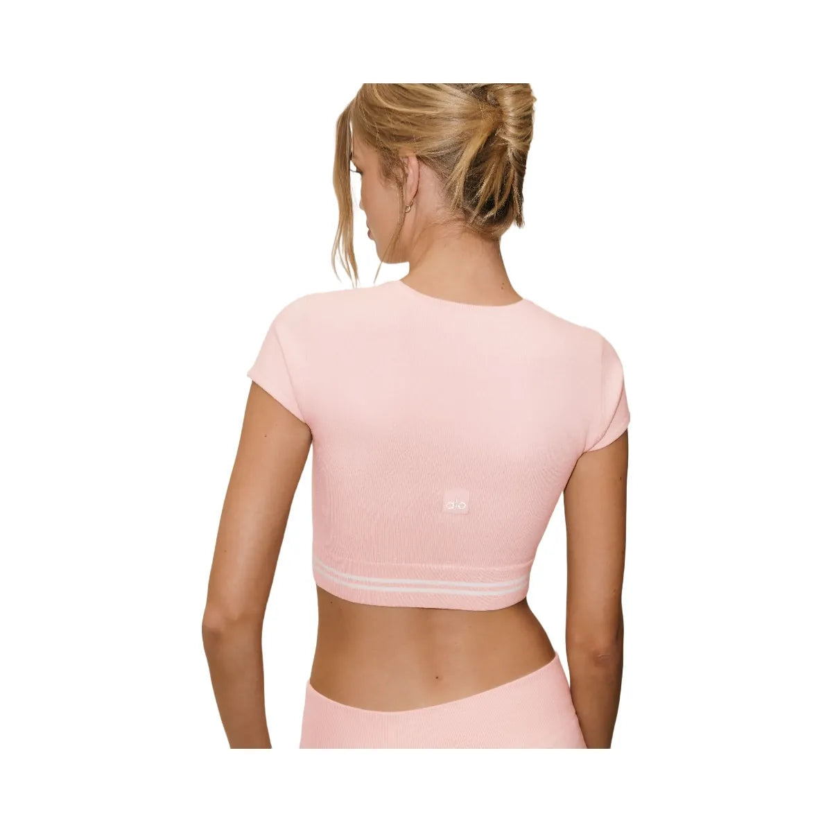 Alo Cotton Cashmere My Serve Short Sleeve 'Sundrenched Pink/White'