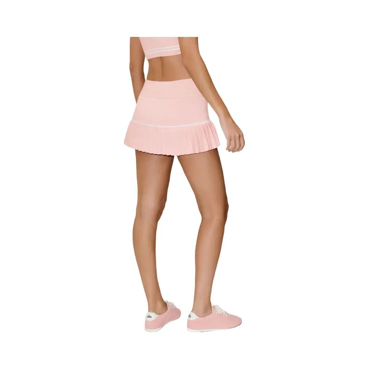 Alo Cotton Cashmere High Waist My Serve Tennis Skirt 'Sundrenched Pink/White'