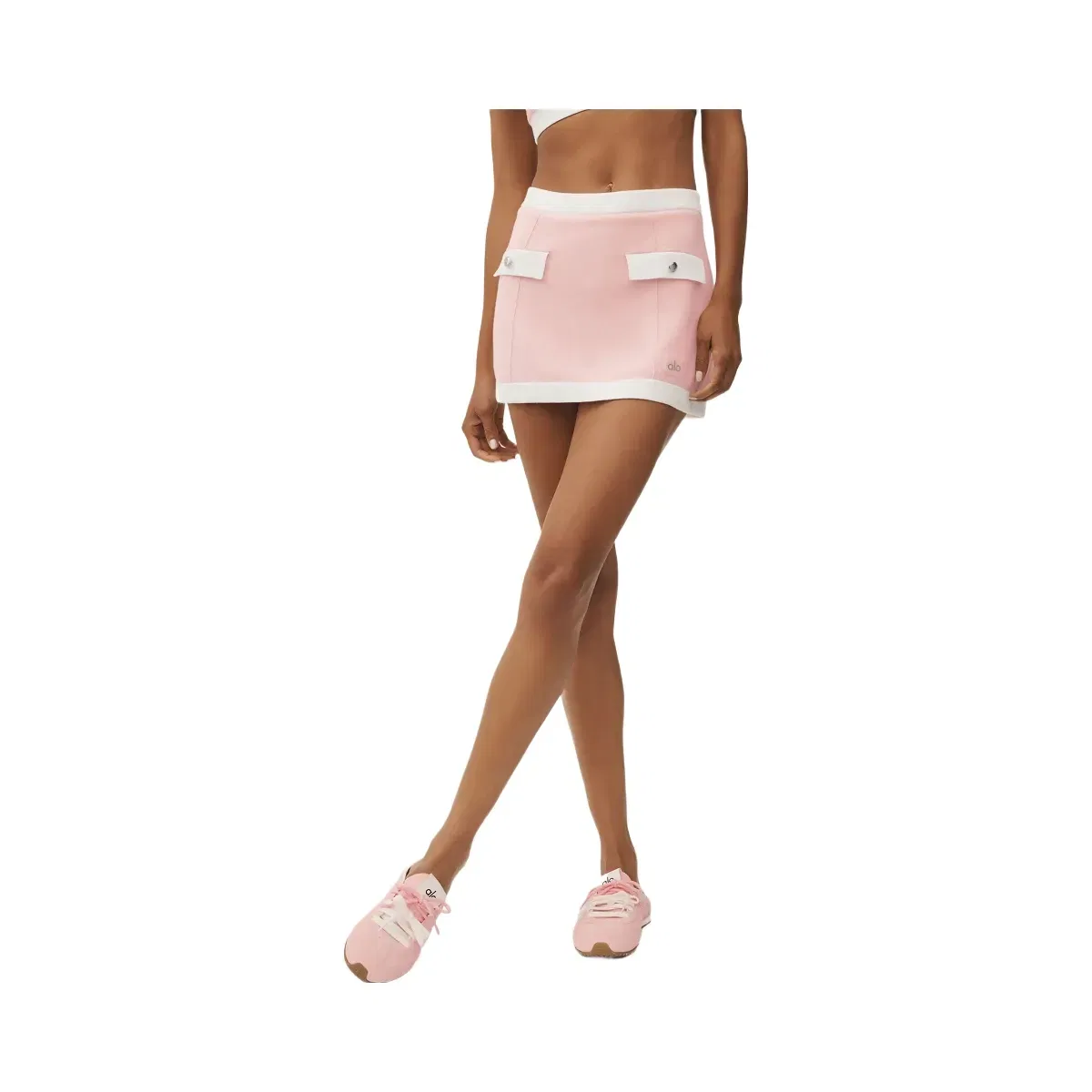Alo Cotton Cashmere High Waist Capri Dream Skirt 'Sundrenched Pink/White'