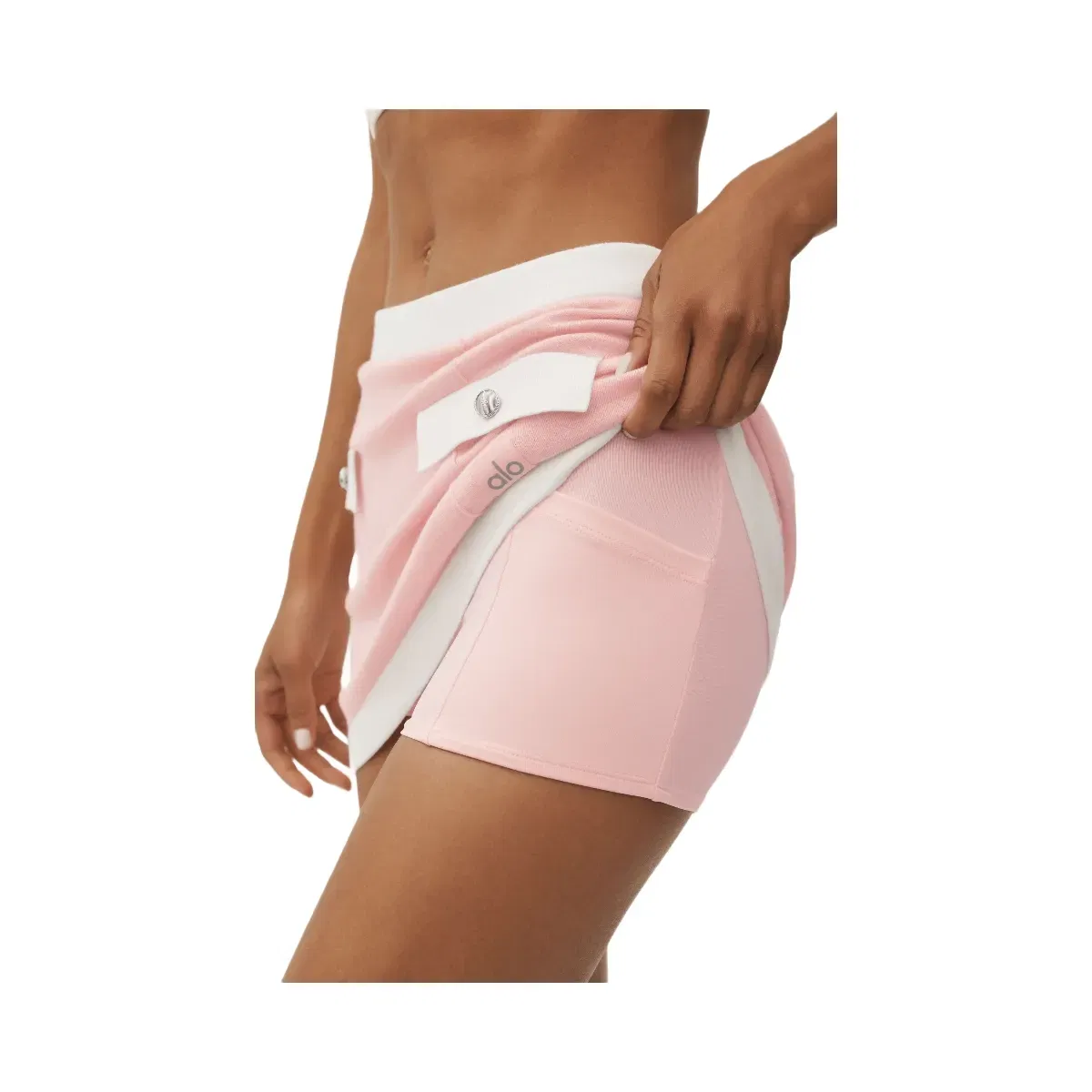 Alo Cotton Cashmere High Waist Capri Dream Skirt 'Sundrenched Pink/White'