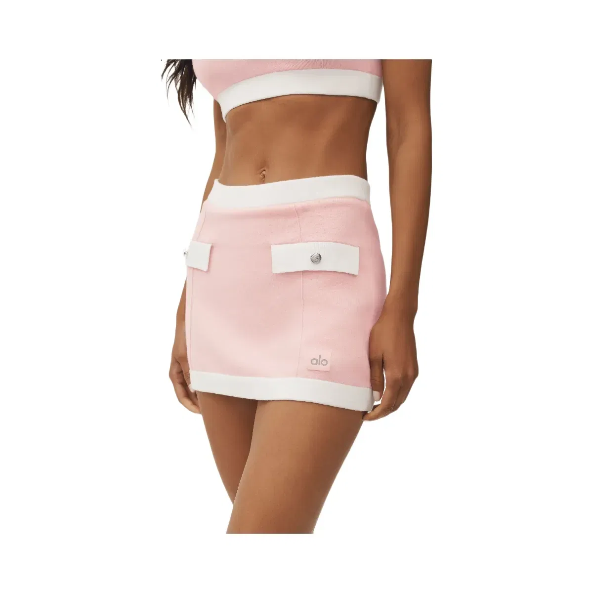 Alo Cotton Cashmere High Waist Capri Dream Skirt 'Sundrenched Pink/White'