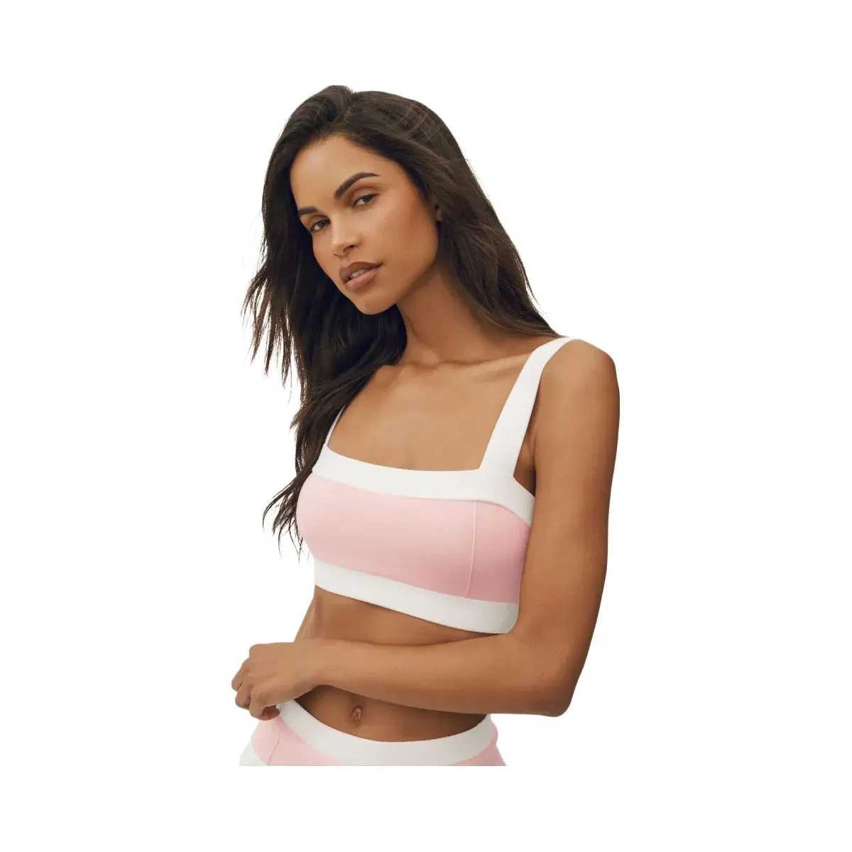 Alo Cotton Cashmere Capri Dream Bra 'Sundrenched Pink/White'