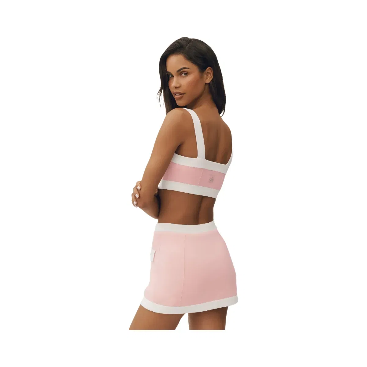 Alo Cotton Cashmere Capri Dream Bra 'Sundrenched Pink/White'