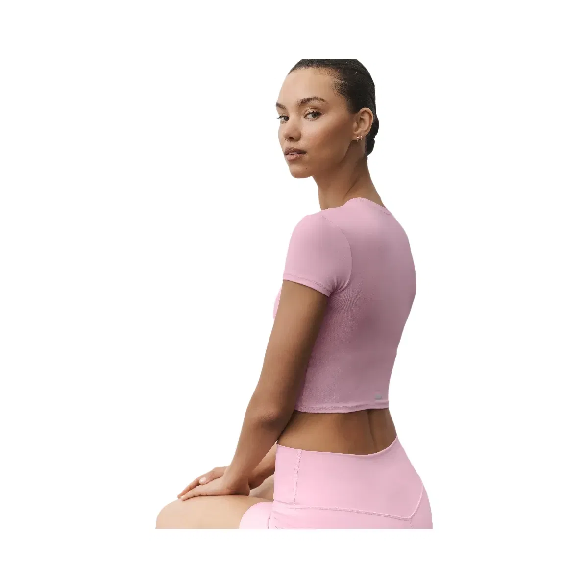 Alo Alosoft Crop Finesse Short Sleeve 'Pink Marshmallow'