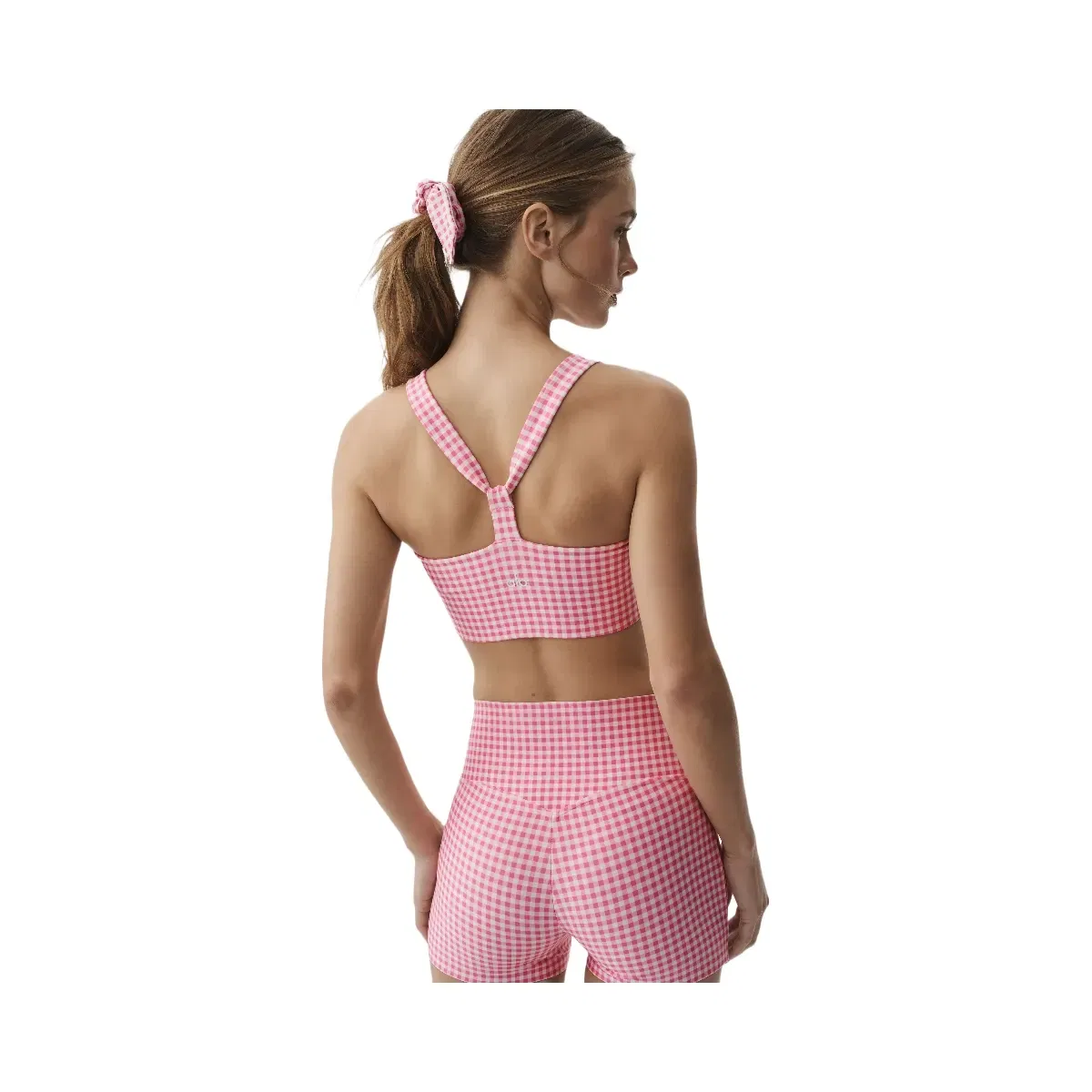 Alo Airlift Gingham Sleek Bra Tank 'Paradise Pink Gingham'