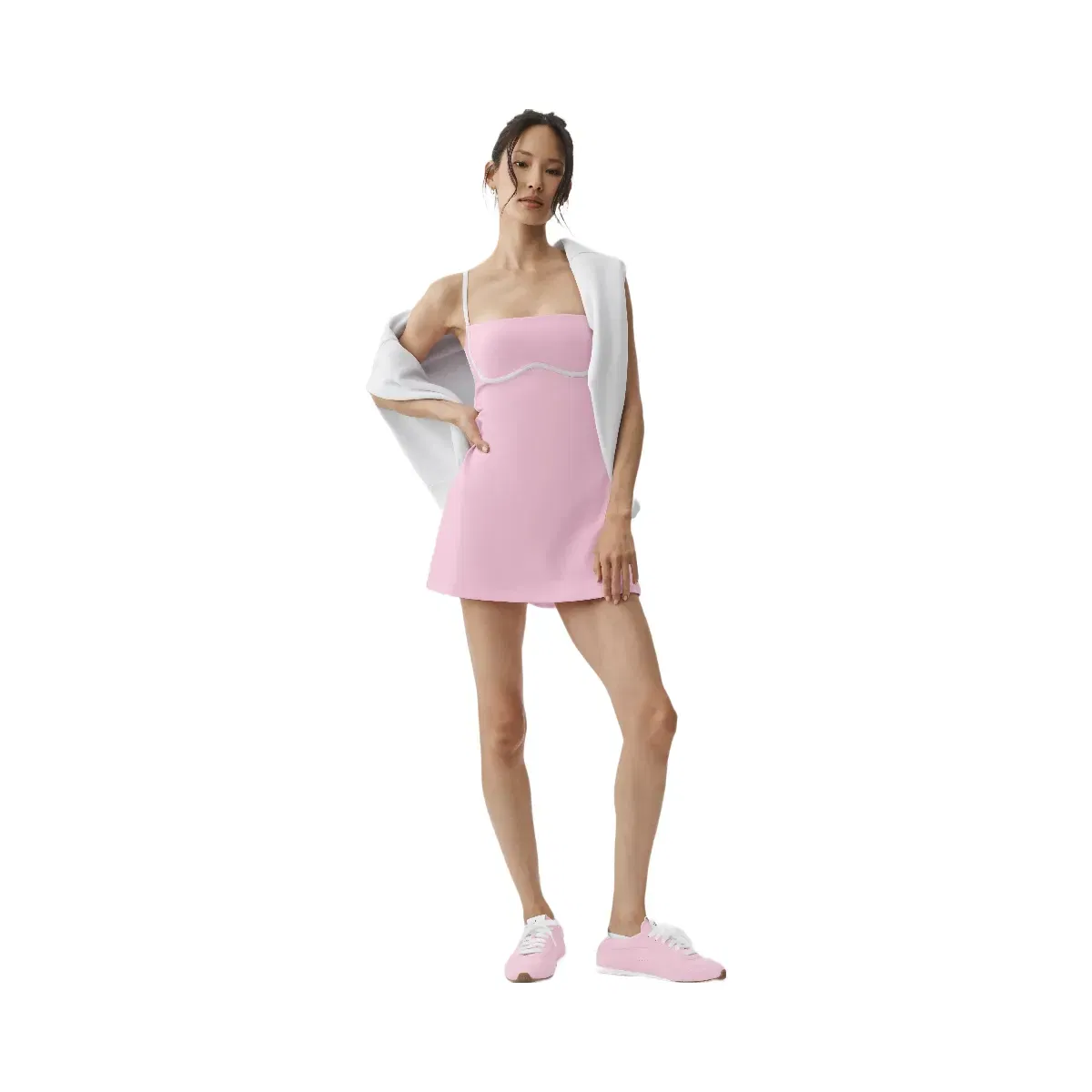 Alo Airbrush Streamlined Dress 'Pink Marshmallow/White'