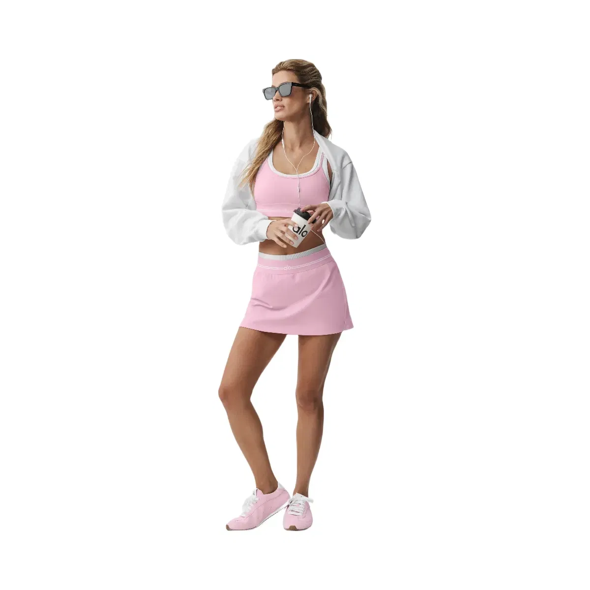 Alo Airbrush Better Together Tennis Skirt 'Pink Marshmallow/White'